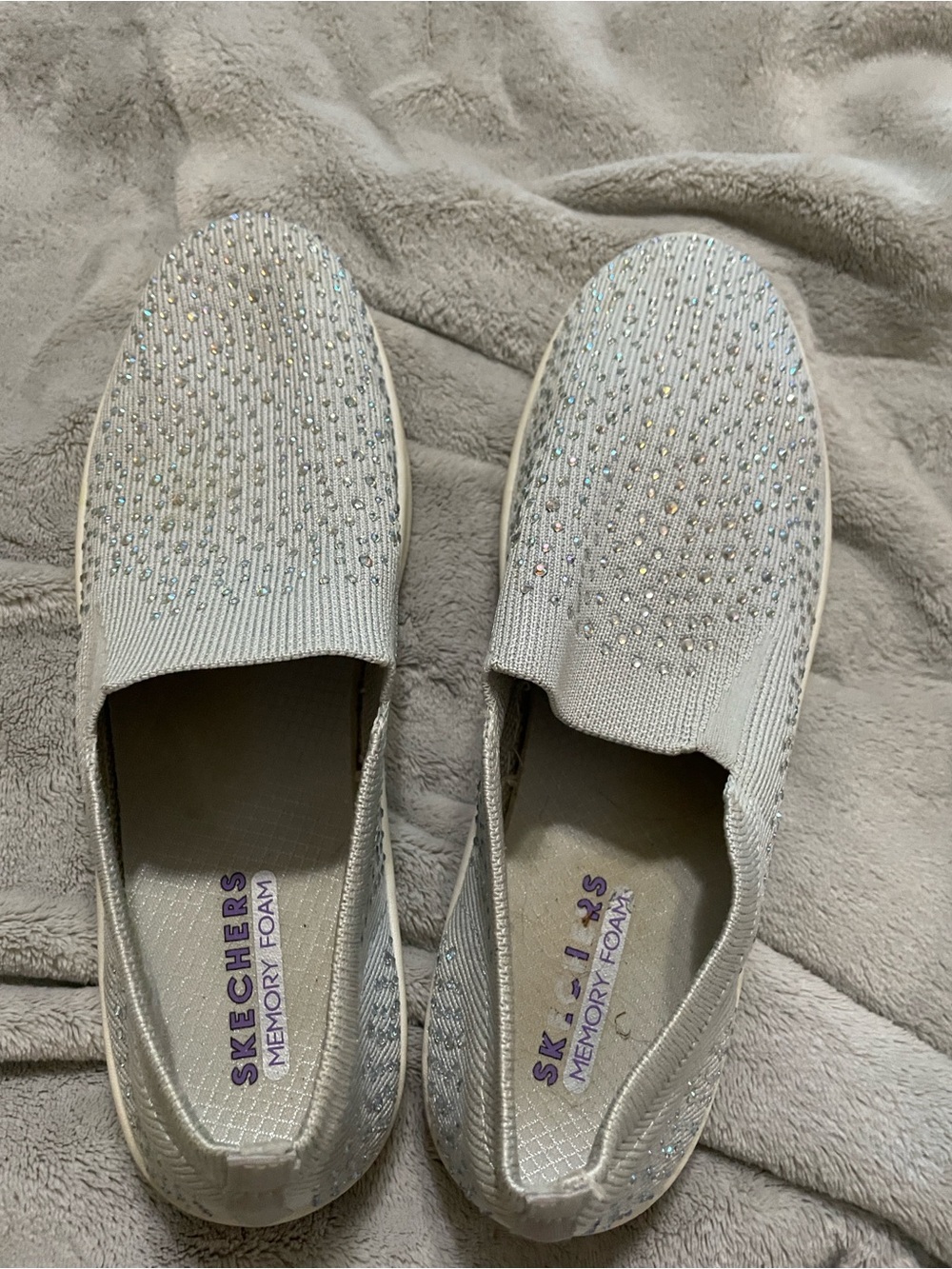 Skechers Bobs Memory Foam Women's Gray & Silver Sneakers US 8